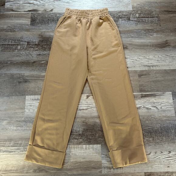 4th + Reckless Beige Elastic Waist Wide Leg Pants UK 8 / US 4 - Picture 2 of 8